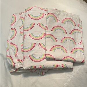 Pottery Barn Kids Rainbow & Hearts twin sheet set  100% Organic Cotton.